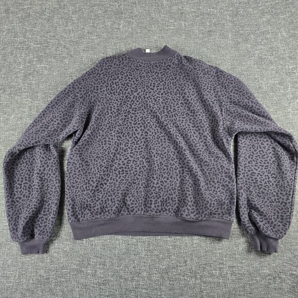 FABLETICS Forever Fleece Sweatshirt Women Black Gray Quarter Zip Leopard Medium - Picture 2 of 6